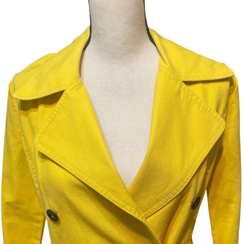 Fiorucci Bright Yellow Double Breasted Transitional Spring Trench Dopamine Coat - Picture 8 of 16